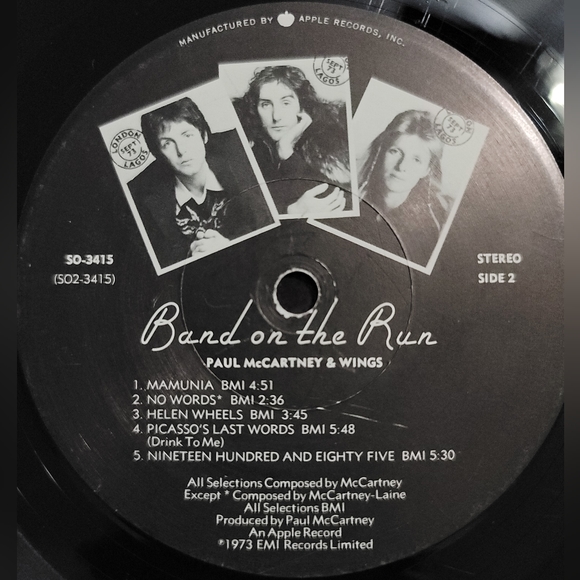 Band on the Run  Paul McCartney and Wings  1973  Apple Records  SO3415. - Picture 7 of 10